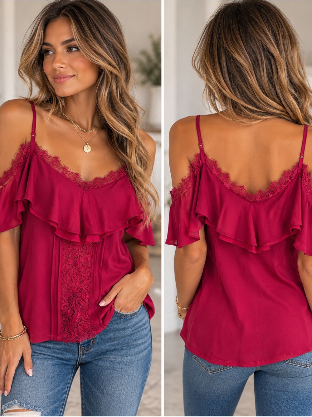 White House Black Market cold-shoulder blouse